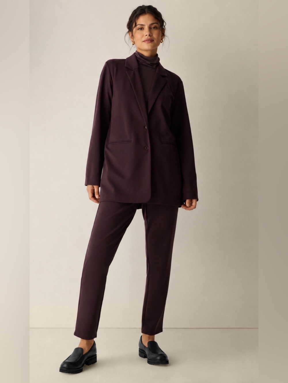 Eileen Fisher Women's Tailored Ponte Pantsuit in Deep Plum